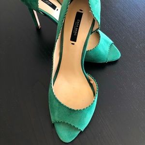 Zara Basic Suede Peep Toe Pumps